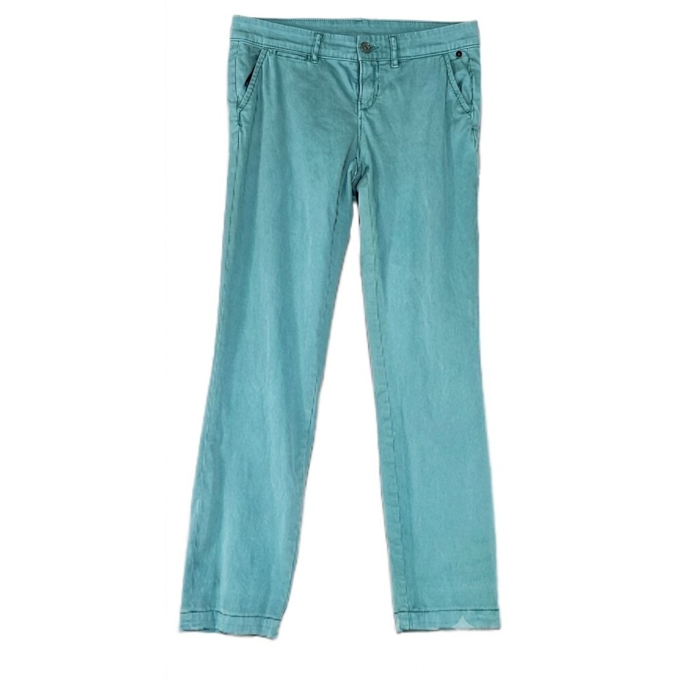 Pilcro Anthropologie Hyphen Chino Pants Teal Blue Green Size 26 Womens 31x29.5 - Picture 2 of 10